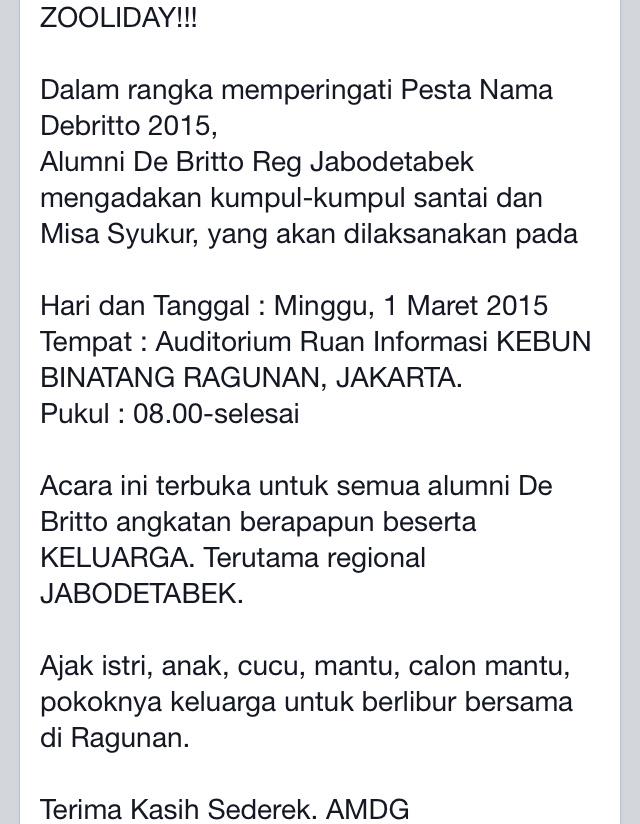 manukJB2008's tweet photo. Mari yang dijakarta!!!! @DeBrittoHLGNS @DeBrittoAlumni @KoleseDeBritto sebarkan ke teman2 yg lain! http://t.co/XlDXTekipz