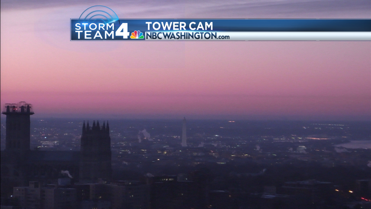 TomKierein's tweet photo. Peppermint pink sky over DC at dawn this Wednesday morning. #BriefBreak today with PM highs near 40! http://t.co/BTXvPSoycx