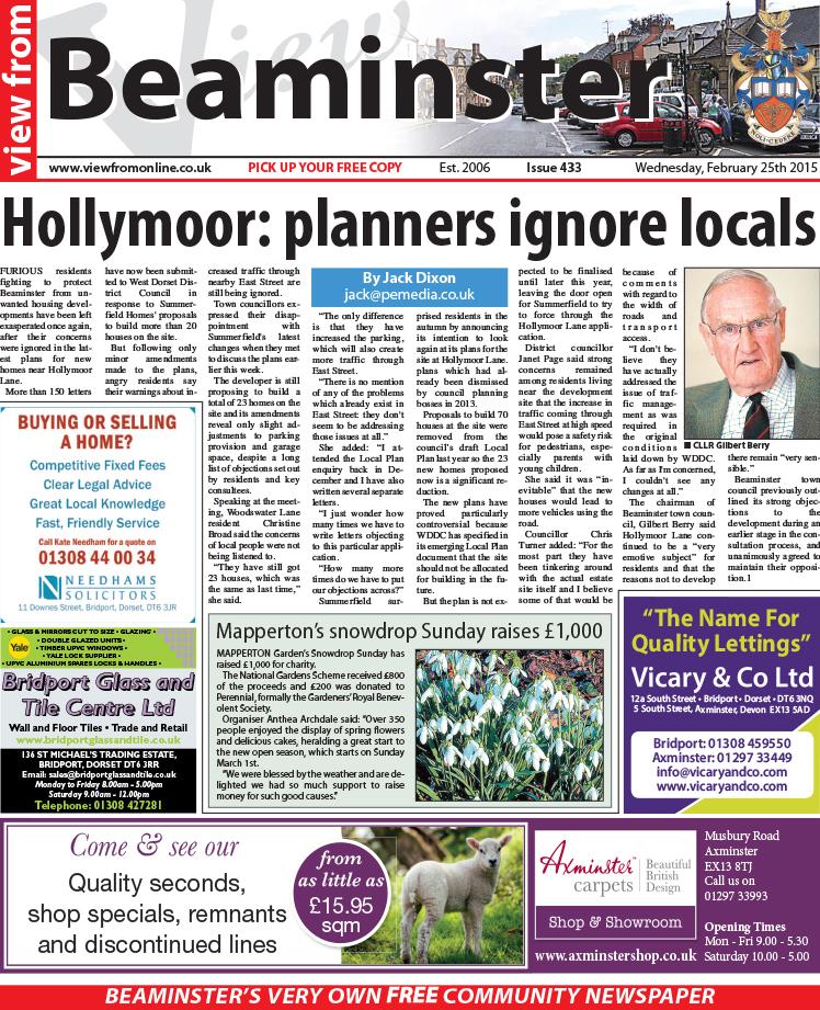 "Planners ignore locals" 

RT <a href="/view_online/">Birds Eye View Online</a>: This Week's #Beaminster Front Page