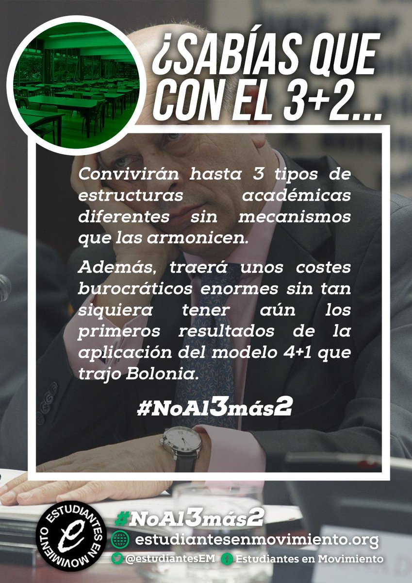 estudiantesem's tweet photo. El 3+2 solo supondra caos en las universidades #ParemosEl3más2 http://t.co/1oVJ582B2s