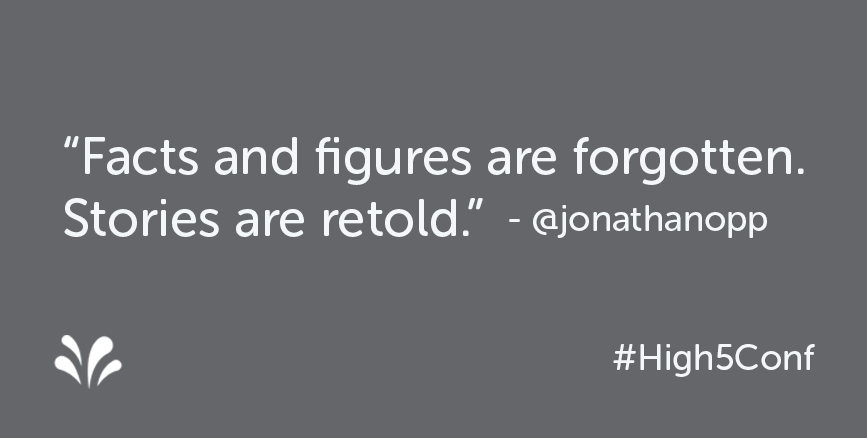 Sprinklr's tweet image. Wise words on #brand storytelling by @jonathanopp at #High5Conf