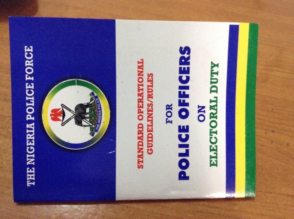 BudgITng's tweet photo. @PoliceNG standard operational guidelines for Police Officers on Electoral duties #AccessNG_SL #NPFElectionSecurity http://t.co/amlCgB9lr9