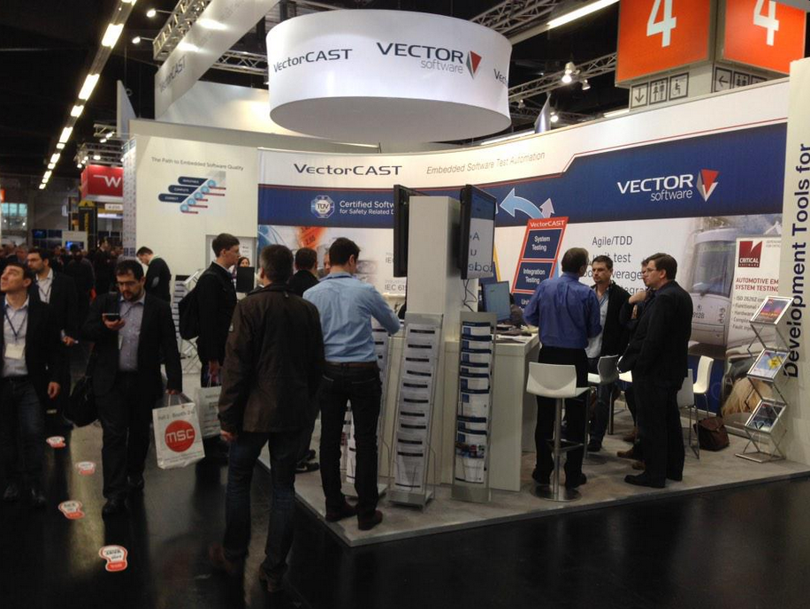 NapierPR's tweet image. A busy booth at #embeddedworld2015 for @VectorSoftware