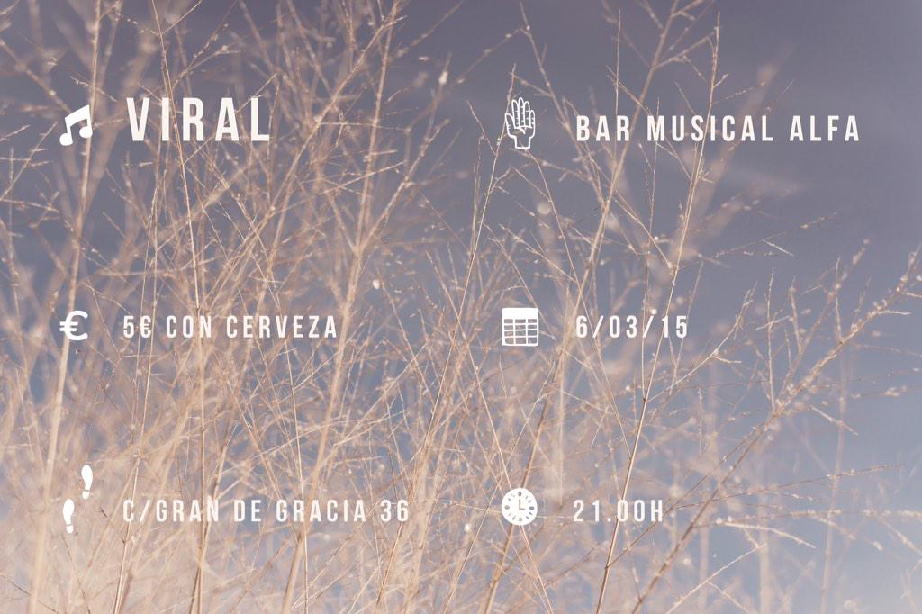 somosviral's tweet photo. El 6 de marzo estaremos en acústico en el @alfaenviu ! 

Entrada: 5€ con CERVEZA

Salut! http://t.co/mKpvel20NR