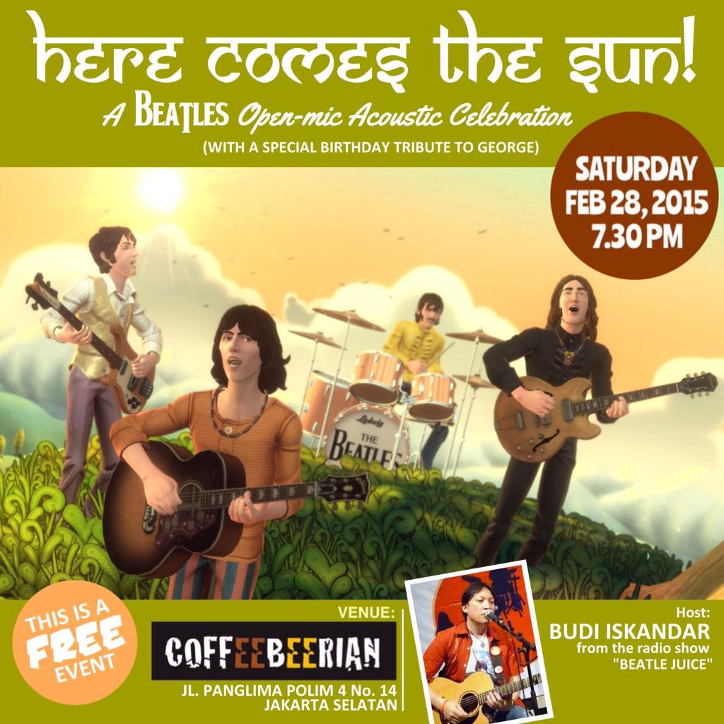 Besok, Sabtu 28 Feb yuk ikutan acara 'Open Mic' BEATLES di lokasi baru, PangPol IV/14. Free &amp; for all ages!