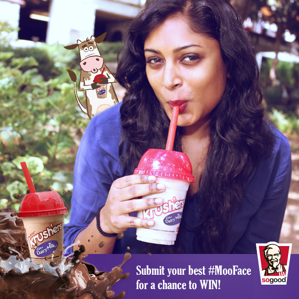 KFCSA's tweet photo. Submitted your #MooFace yet? Spend less time COWculating and more time sipping on a Cadbury Dairy Milk Krusher http://t.co/Nw3KBeYo7O