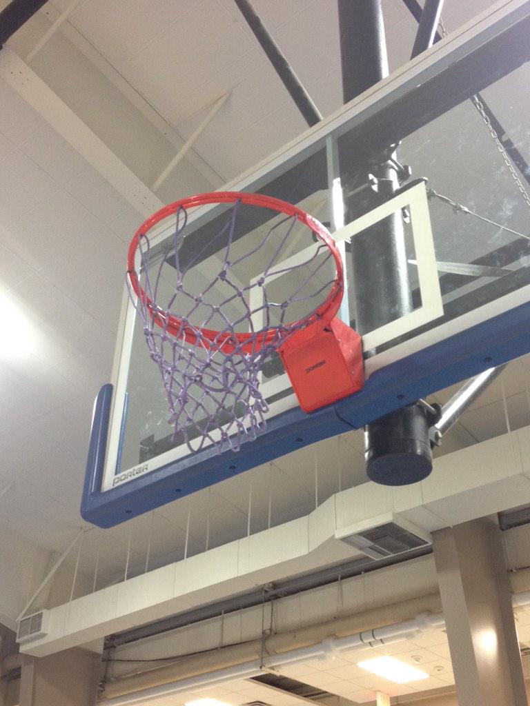 CURELAY's tweet photo. Stop by the KFC and check out the purple basketball nets! Huge S/O to the KFC staff for hanging them! #creightonrelay http://t.co/WW1PpJf7sm