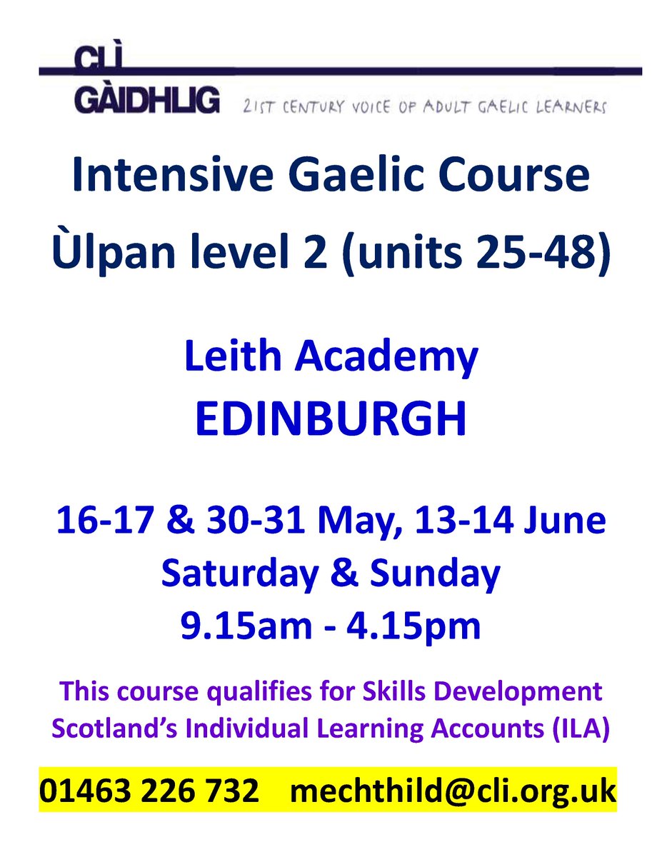 Deireadh-seachdainean #Ùlpan (ìre 2) ann an Dùn Èideann 

Ùlpan weekend course (level 2) in #Edinburgh 

#Gàidhlig
