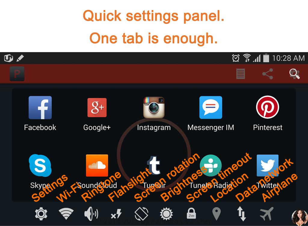 HoneyBeeSoft's tweet photo. Pandora Launcher is updated. Change your device settings easily with 'Quick Settings Panel'. https://t.co/nRrT2SVa44 http://t.co/OB8DtoZwc2