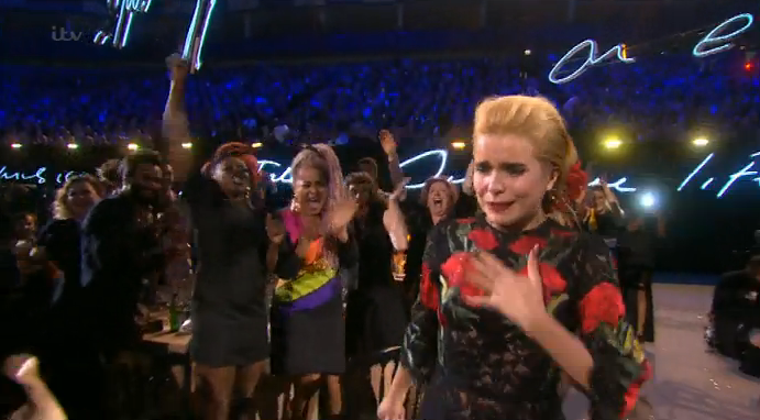 ITV's tweet photo. Don't cry @Palomafaith 
You've just Won the #BRITs2015 for Best British Female Solo Artist.

#ForTheUnderdogs! http://t.co/vjhJ321H4T