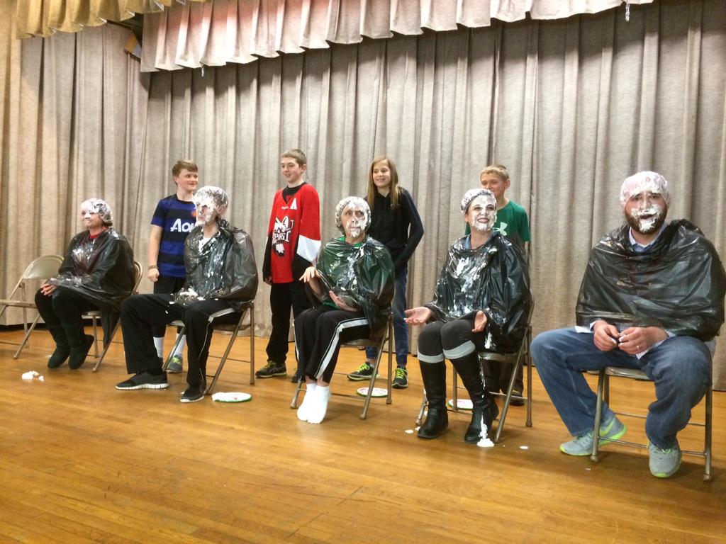 WilderSPS's tweet photo. Raising money for American Heart Association never tasted to good. @clk04 @CoachAllenSPS @officialSPS #piesinface http://t.co/Gfdz2P5VMh