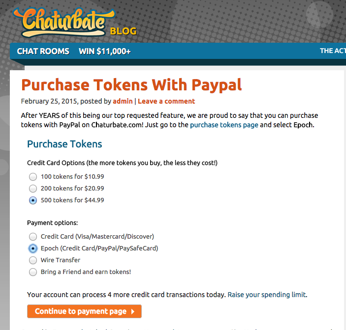 Cost of tokens on chaturbate