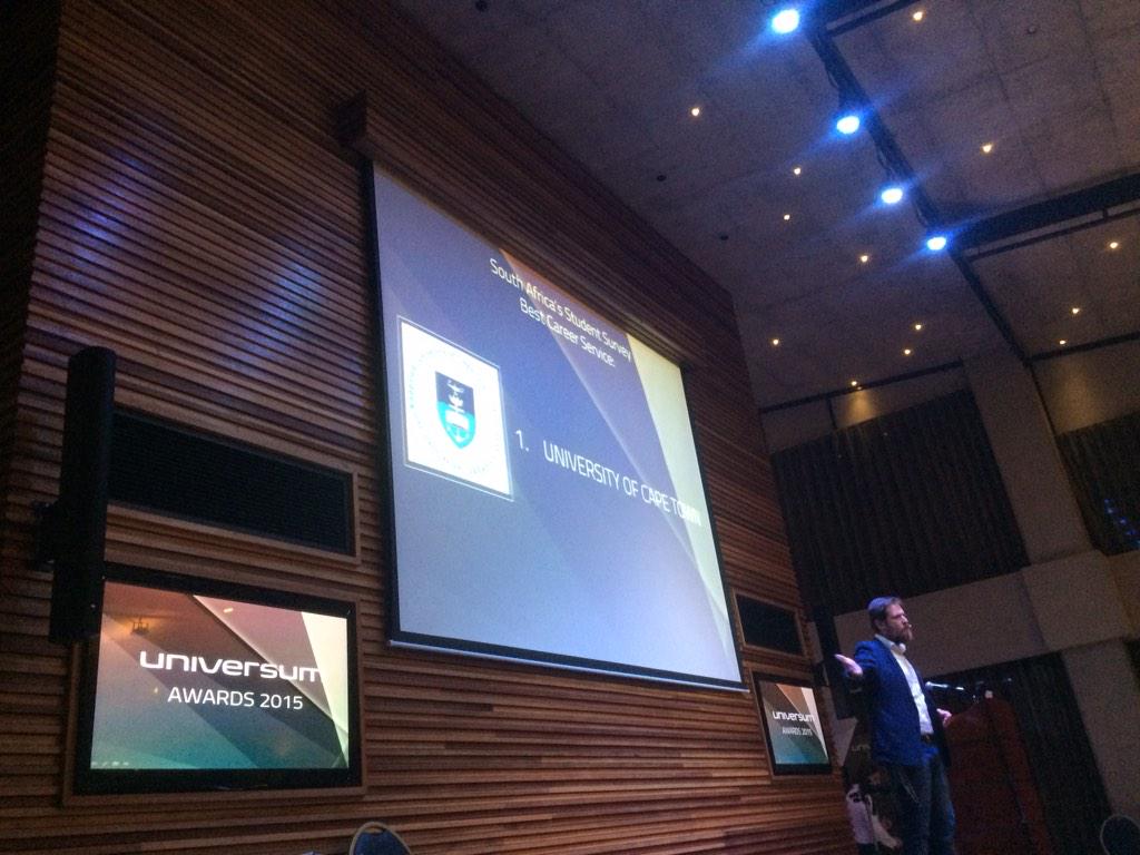 Ruds9's tweet photo. Congrats to @UCTCareers on your award! What a great achievement #UniversumAwardsZA #UCT http://t.co/o1jR8tqLTh