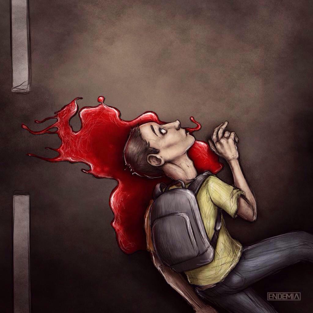 Danielpistola's tweet photo. Esto lo hizo un estudiante de arte por el Táchira, no refleja odio sino tristeza. http://t.co/p24tXHaGkI