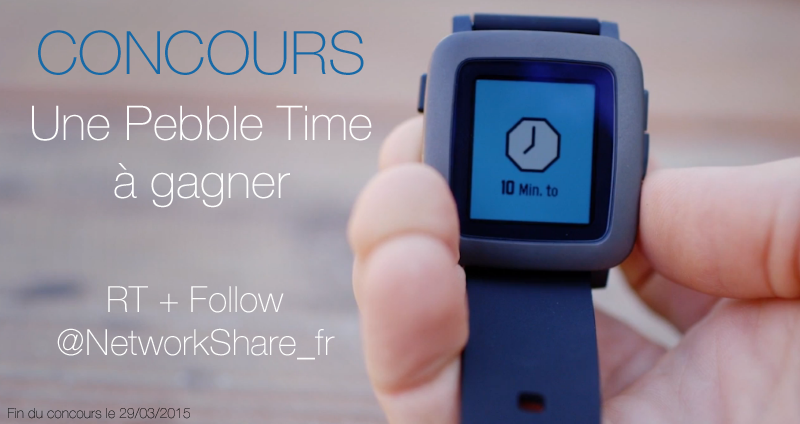 NetworkShare_fr's tweet image. Concours ! Une Pebble Time à gagner ! RT + Follow (fin le 29/03/2015) #Pebble #Concours