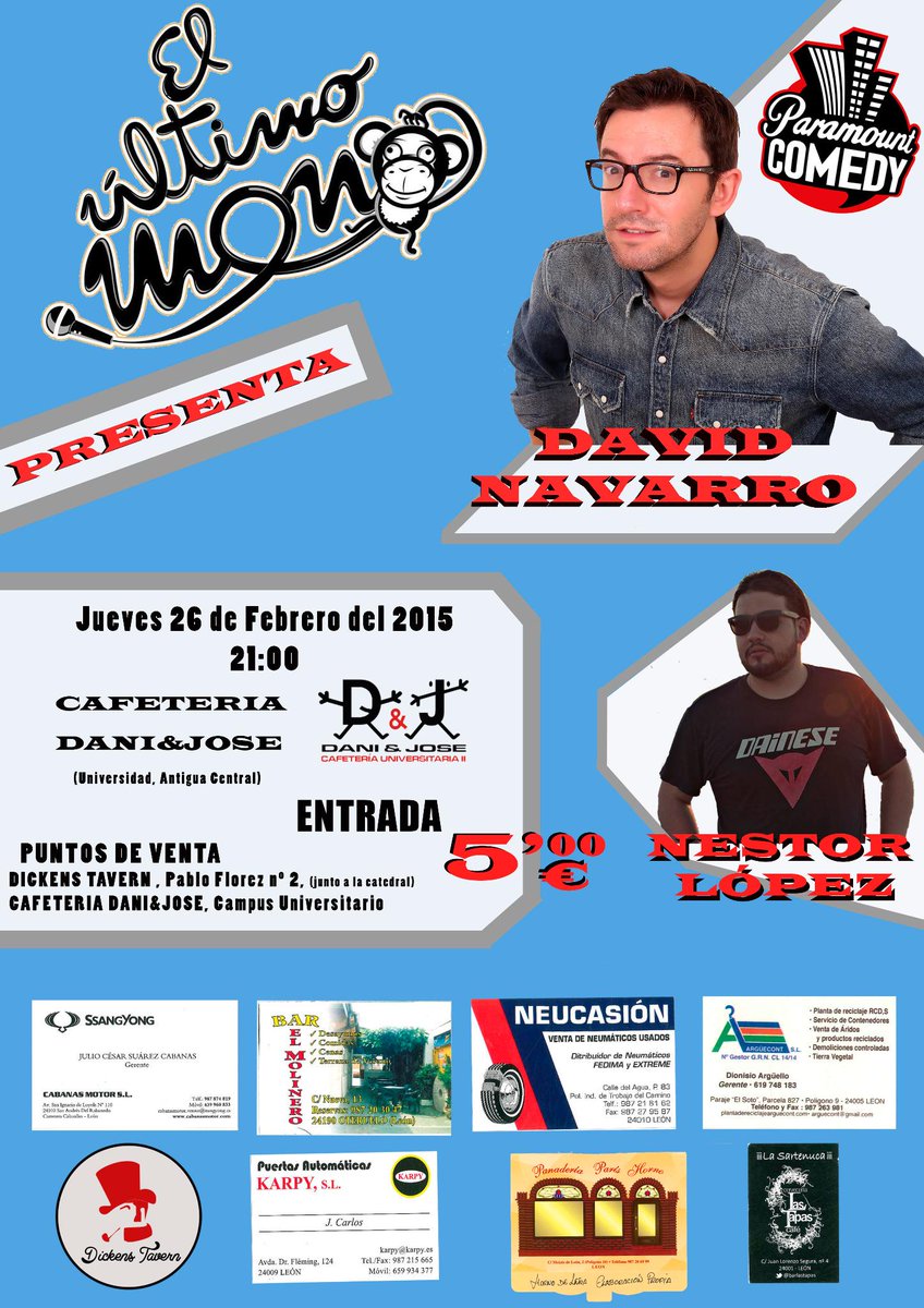 UltimoMonoProd's tweet photo. @LNCleon Mañana en el campus de Vegazana noches de humor con David Navarro. http://t.co/KLE5qPj3Zn