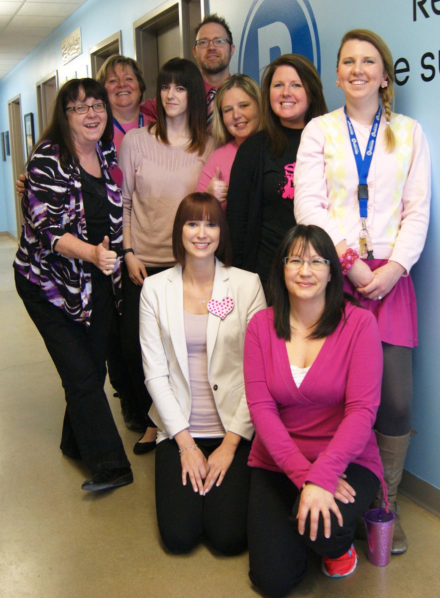 Staff <a href="/SarniaRebound/">Sarnia Rebound</a> get pretty in pink to take a stand against bullying as part of #PinkShirtDay on Feb. 25.