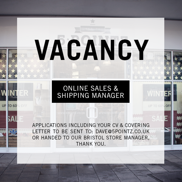 5PointzBristol's tweet photo. We also have a vacancy for an 'Online Sales &amp; Shipping Manager'. See the full description at: http://t.co/IfmmpgpuSG http://t.co/JpJJPv6ZPH