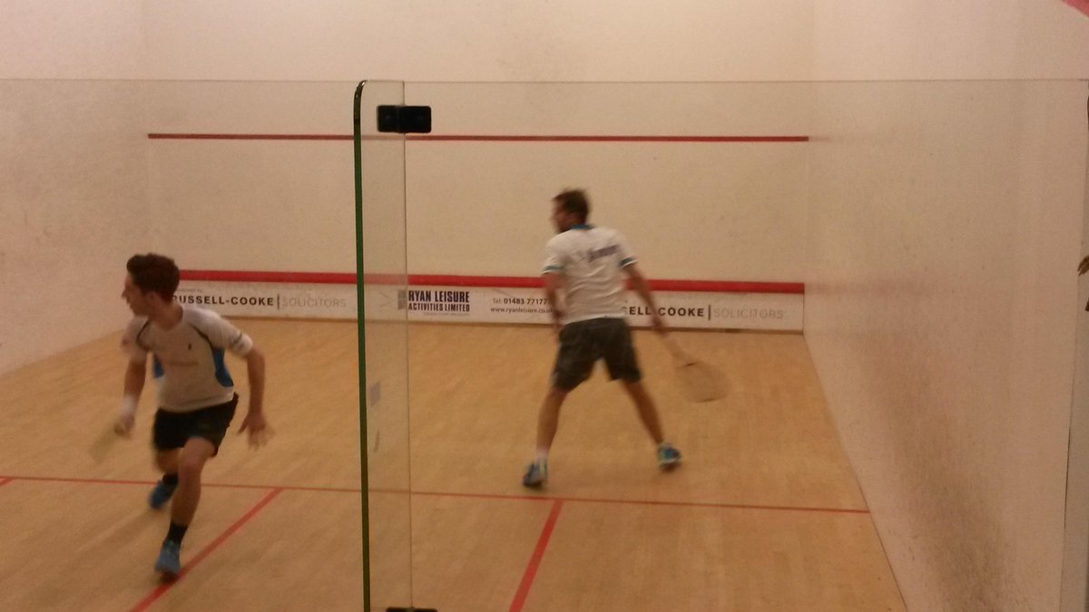 RyanLeisureltd's tweet photo. The action has started @WimbledonRacque vs @Surreysportpark it's a close battle between Ben Coleman &amp; Tristan Eysele! http://t.co/sdHZGqkyHN