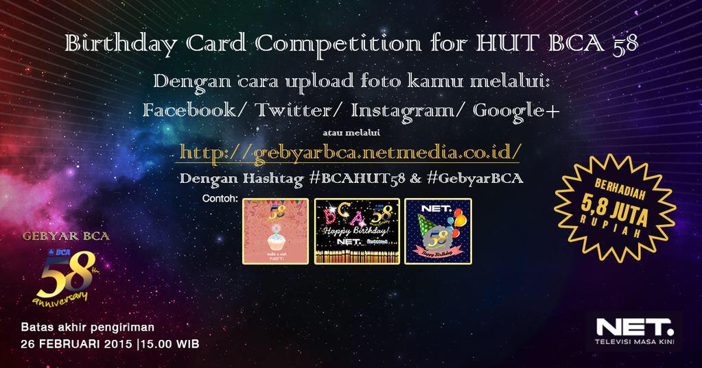 mdtvindonesia's tweet photo. Yuk bantu retweet biar makin banyak yg tahu ada Hadiah Rp 5,8 jt untuk 1 org pemenang di #BCAHUT58 #GebyarBCA http://t.co/0lHyCMzK2y