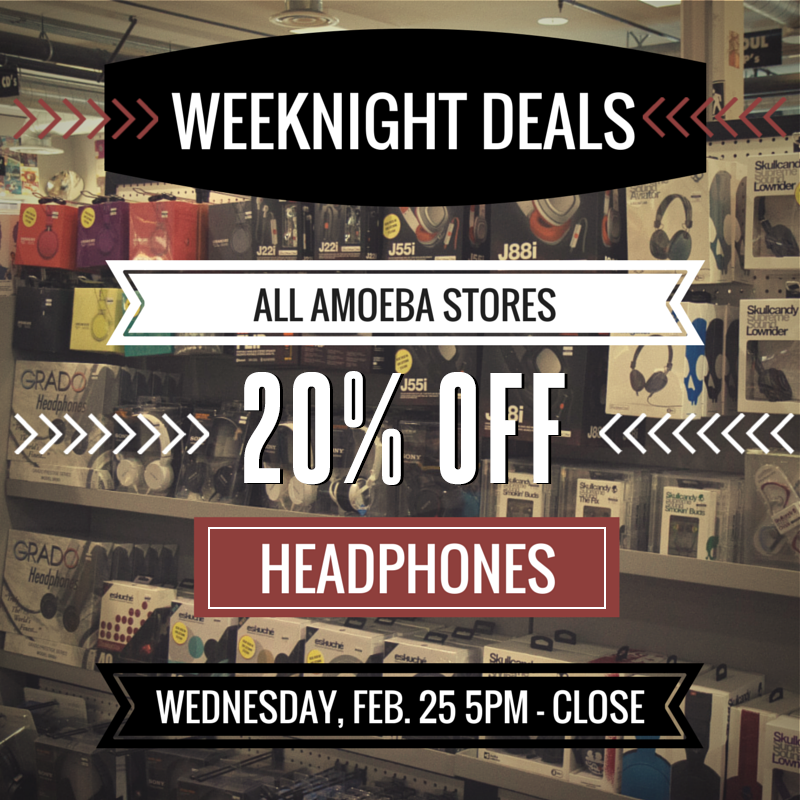 amoebamusic's tweet photo. 20% off headphones tonight at our stores after 5pm! #WeeknightDeals http://t.co/g4jZ4408V2