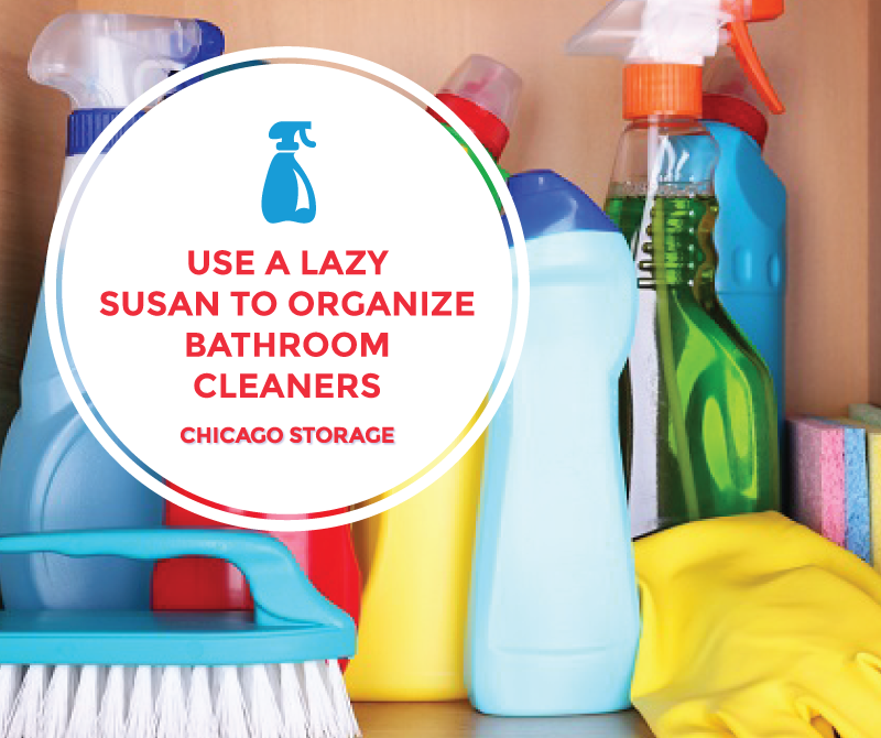 Get organized by storing bathroom cleaners on a lazy Susan!