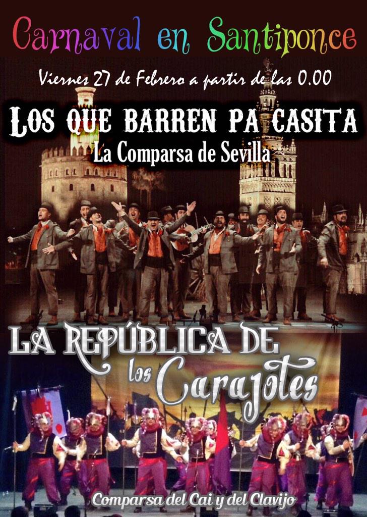 Chagua88's tweet photo. Bueno pues el Viernes en Santiponce @lostrampucheros y Los Que Barren Pa Casita!!Será una gran noche de carnaval http://t.co/TQiD8r9Jxb
