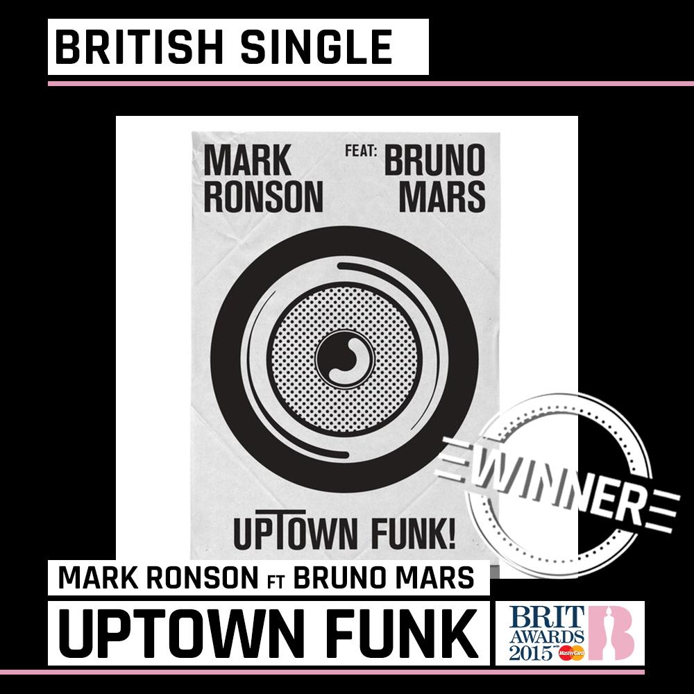 ....And the winner is @markronson feat. Bruno Mars with 'Uptown Funk'! #BRITs2015