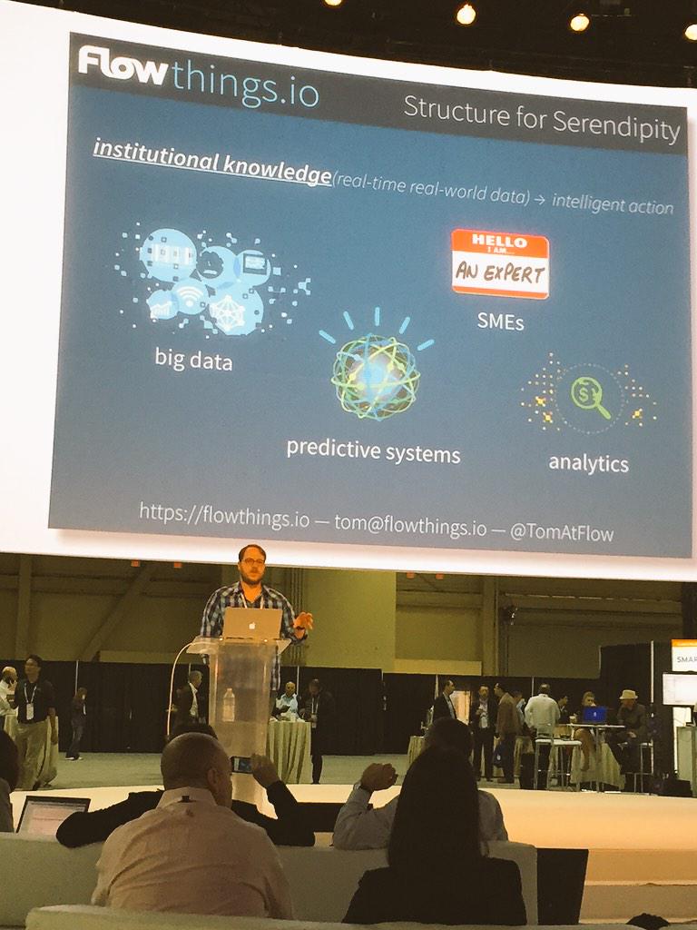 mkochanik's tweet image. Listening to Tom Luczak at  @IBMInterConnect, discussing  &quot;Engineered Serendipity for IoT&quot;, flowthings.io