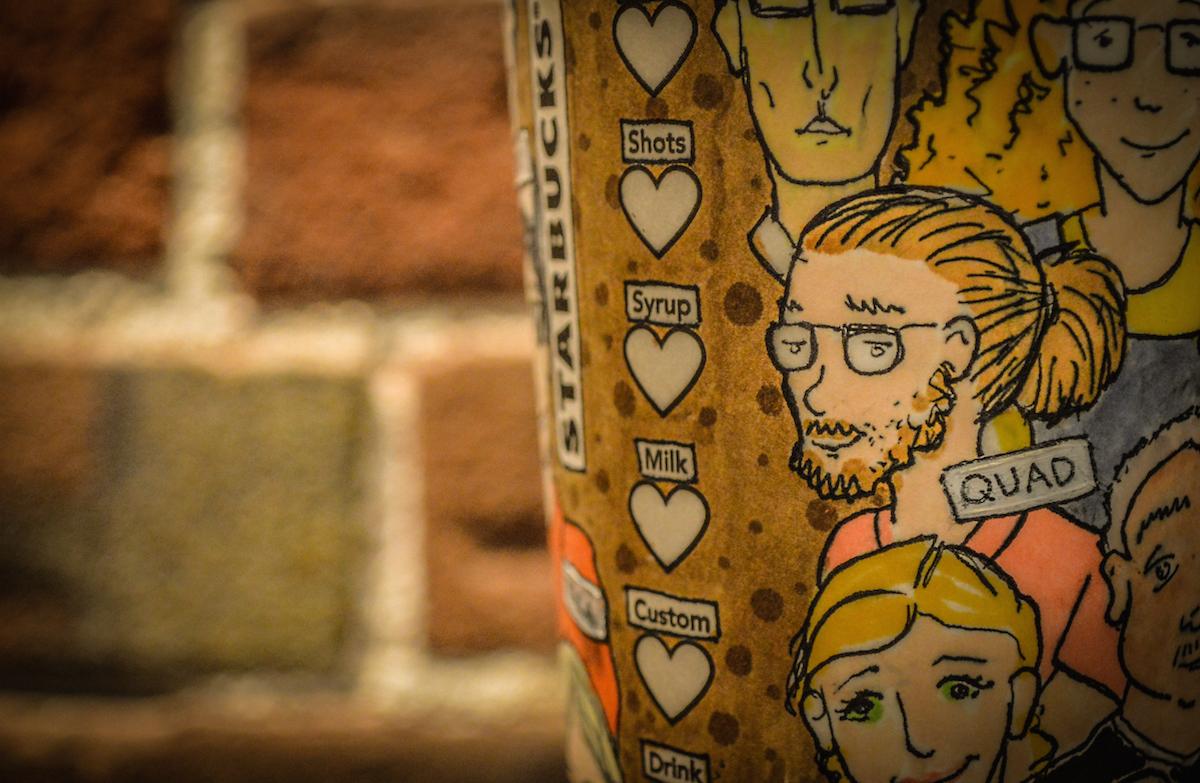 DTLBAlliance's tweet photo. Our comm manager @BrianAddisonLB was drawn on a @Starbucks cup for their #PartnerCupContest by. http://t.co/v4dNr42ktu