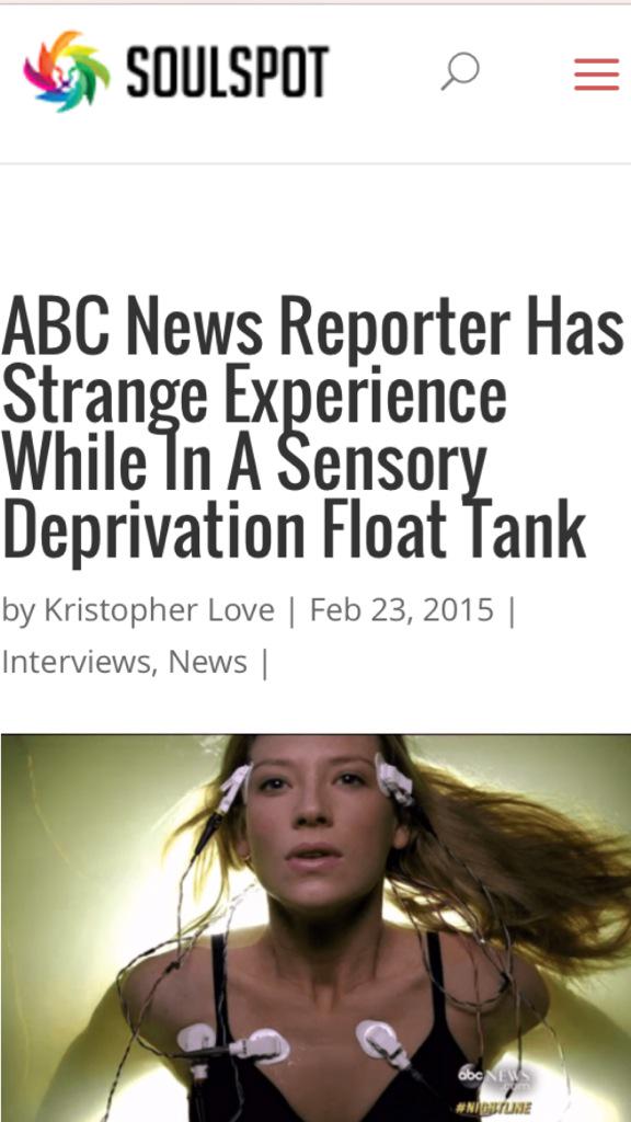 ABC News Reporter Has Unusual Experience in Sensory Deprivation Tank at Float Seattle. 

soulspottv.com/blog/abc-news-…