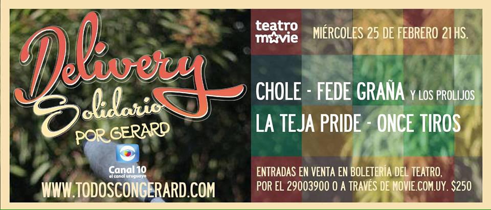 DeliveryCanal10's tweet photo. Ahora La teja Pride, se viene CHOLE, Fede Graña y Los Prilojos y Once Tiros!! #TodosConGerard en @MovieUy http://t.co/5OWnbFBbpk