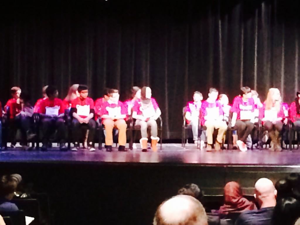 At WNHS for Dupage County Spelling Bee good luck D68 and JJH student Seerat K