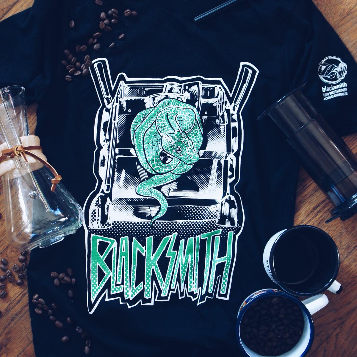 lettersethou's tweet photo. Enjoyed creating this metal-inspired design for @Bl4cksmith, blending @GoodwearUSA, a #greenpython &amp; @slayerespresso. http://t.co/suYujnDTCR