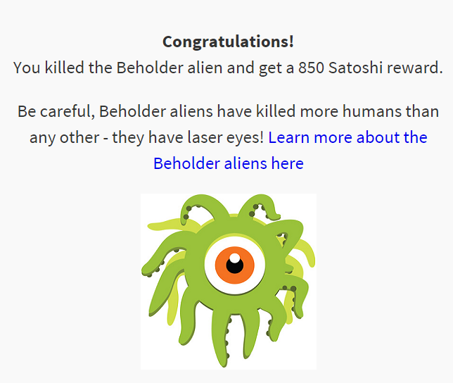 BitTimeOnline's tweet photo. I just won 850 #satoshi #bitcoin on http://t.co/OHYdU0YpOE  thanks @AlienFaucet http://t.co/GjR4UrMKvR