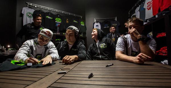 OpTic's tweet image. The boys after their championship win this weekend! Stayed after to meet, greet &amp;amp; sign stuff for the #GreenWall