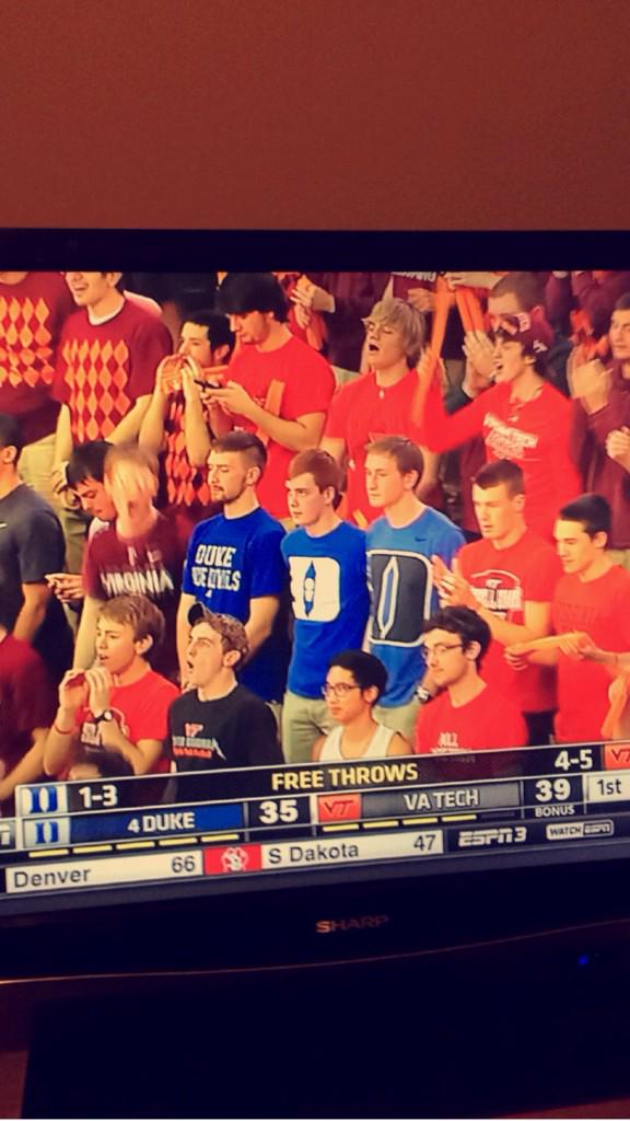 gunnerbmcg's tweet photo. Lol at these dukies in the VT student section #techtechvpi http://t.co/PTgJI1hbd0