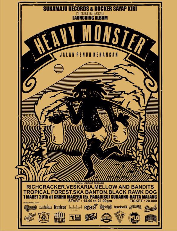 Mari merapat di rilis party album <a href="/heavymonsterska/">HEAVY MONSTER</a> #jpk 1 maret 2015 at Graha Masera Soekarno-Hatta Malang. HTM 20RB
