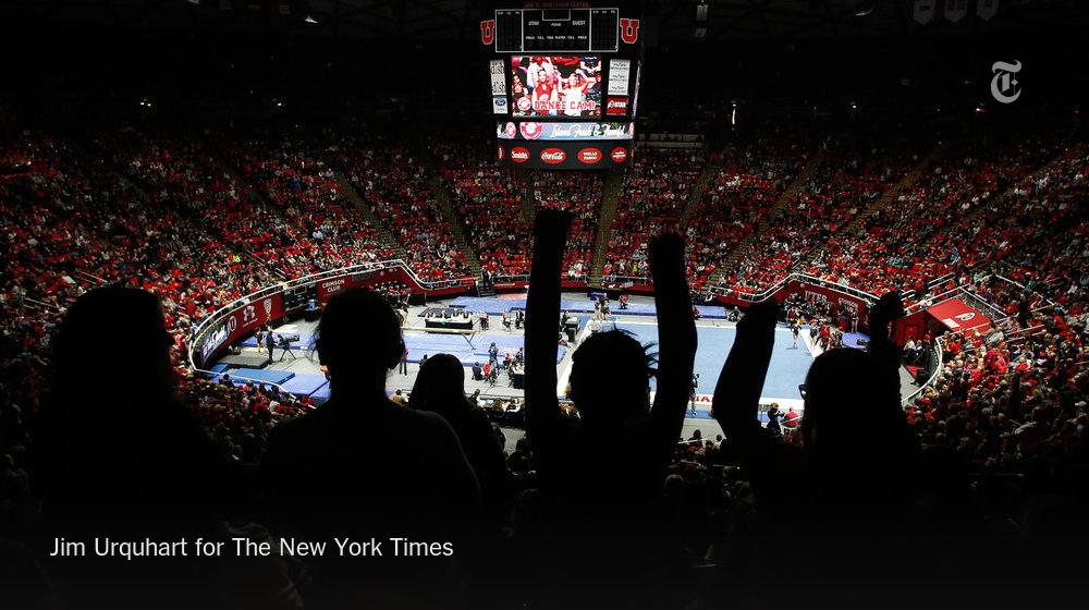 nytimes's tweet photo. Utah gymnastics has the highest average attendance in women’s college sports nearly every year http://t.co/Ir1032yGR0 http://t.co/ppnhcp6FTj