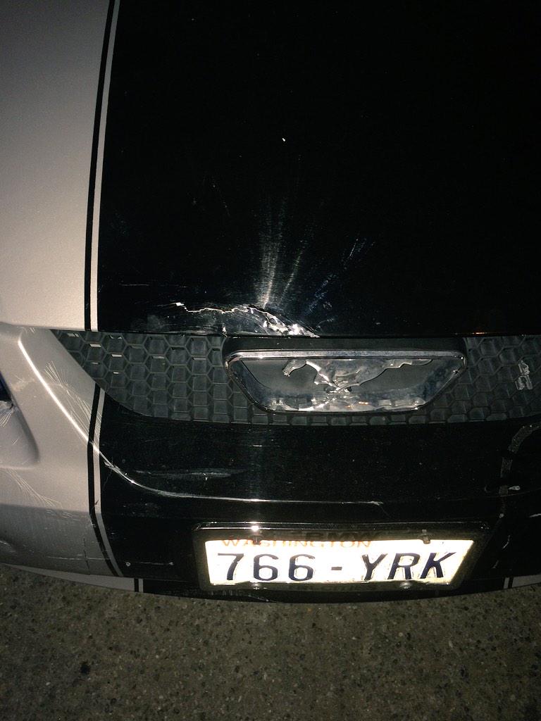 Elijjj8's tweet photo. It's ok. Dale Jr. is gonna be alright.. Might have to find him a new home though #FirstWreck #AirbagsSmellAwful http://t.co/NrLqTCbhEu