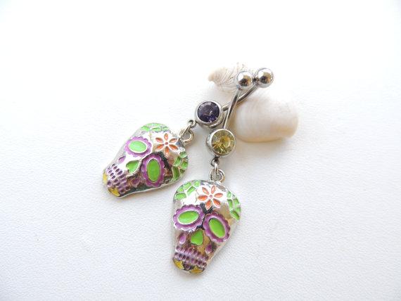 SeductiveBodyWo's tweet image. Day of the Dead Sugar Skull Belly Ring  #NavelRings #Piercings etsy.com/listing/223977… …