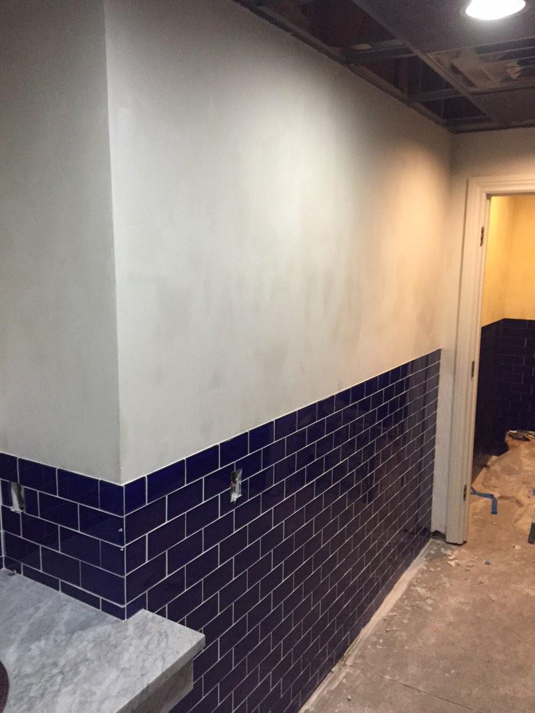 Spectra_PS's tweet image. Today's tile and venetian plaster job by Spectra at historic downtown Fort Worth Bar