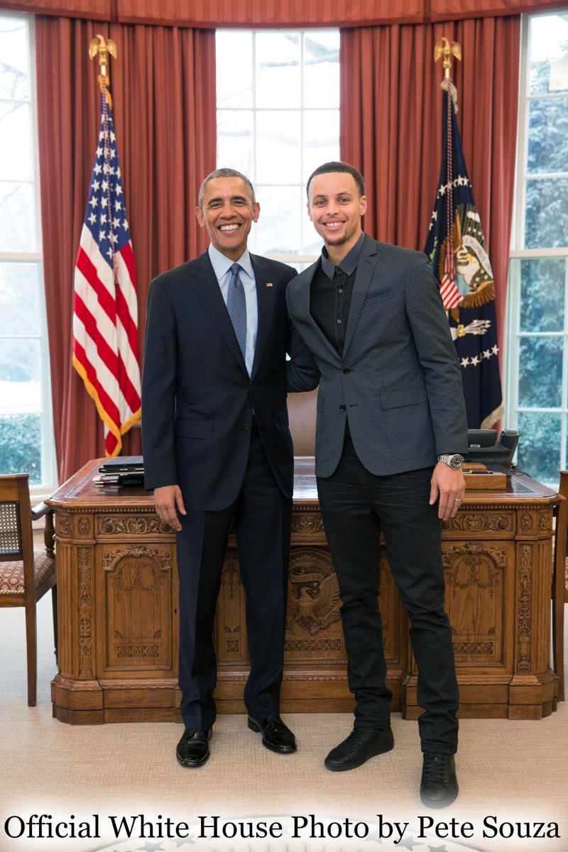 SportsCenter's tweet photo. Steph Curry has the life:
• MVP candidate
• Best team in NBA
• 3-pt contest champ
• Meets the President http://t.co/KLwDcCVftM