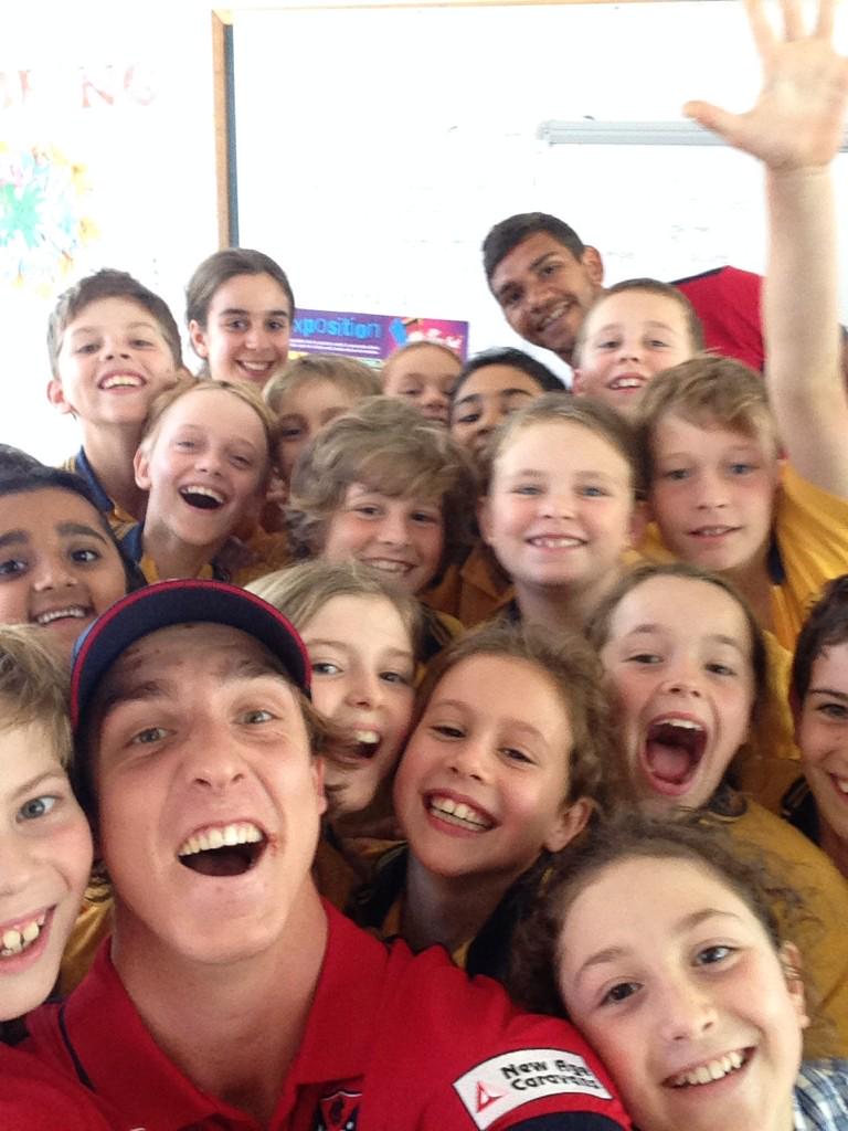 melbournefc's tweet photo. Neville Jetta and @maxyking13 had a great time with the kids at Malvern Central PS! #myheartbeatstrue http://t.co/71XuHbqE3u