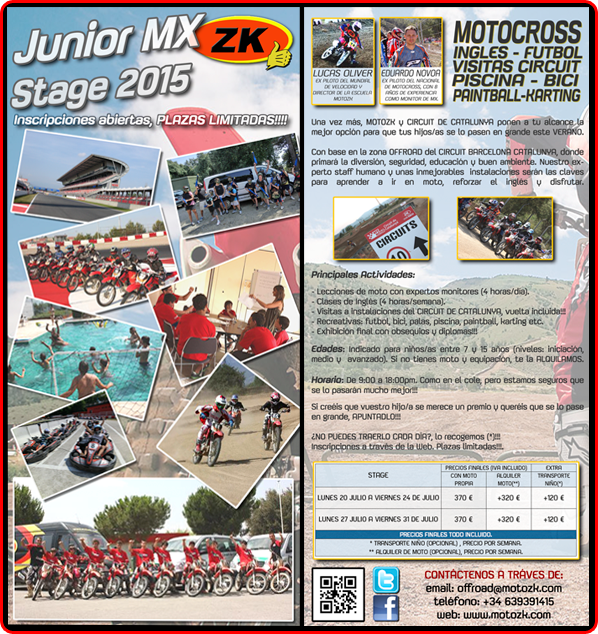 motozk's tweet photo. Os dejo el flyer de nuestro fantastico STAGE de verano!!!
con fechas y tarifas.... #summerstage @motozk http://t.co/AZRzyNuZ1w
