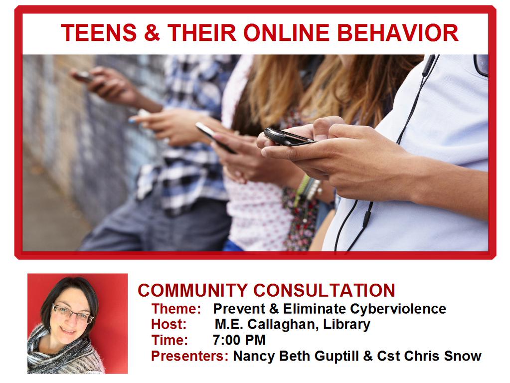 M.E.Callaghan is hosting a Community Consultation on Cyberviolence tonight w/ <a href="/nbguptill/">Nancy Beth Guptill</a> &amp; <a href="/RCMPPEI/">RCMP P.E.I.</a> Cst Snow