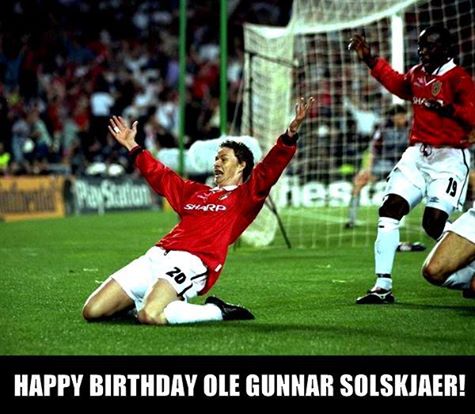 Here\s wishing a happy 42nd birthday to the baby-faced assassin, Manchester United legend Ole Gunnar Solskjaer 