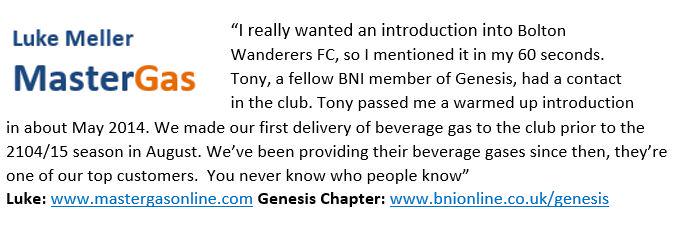 'You never know who people now' Thank you @MasterGas_Mcr for this #MyBNIstory #BNI #Ashton #Manchester @BNIGenesis1