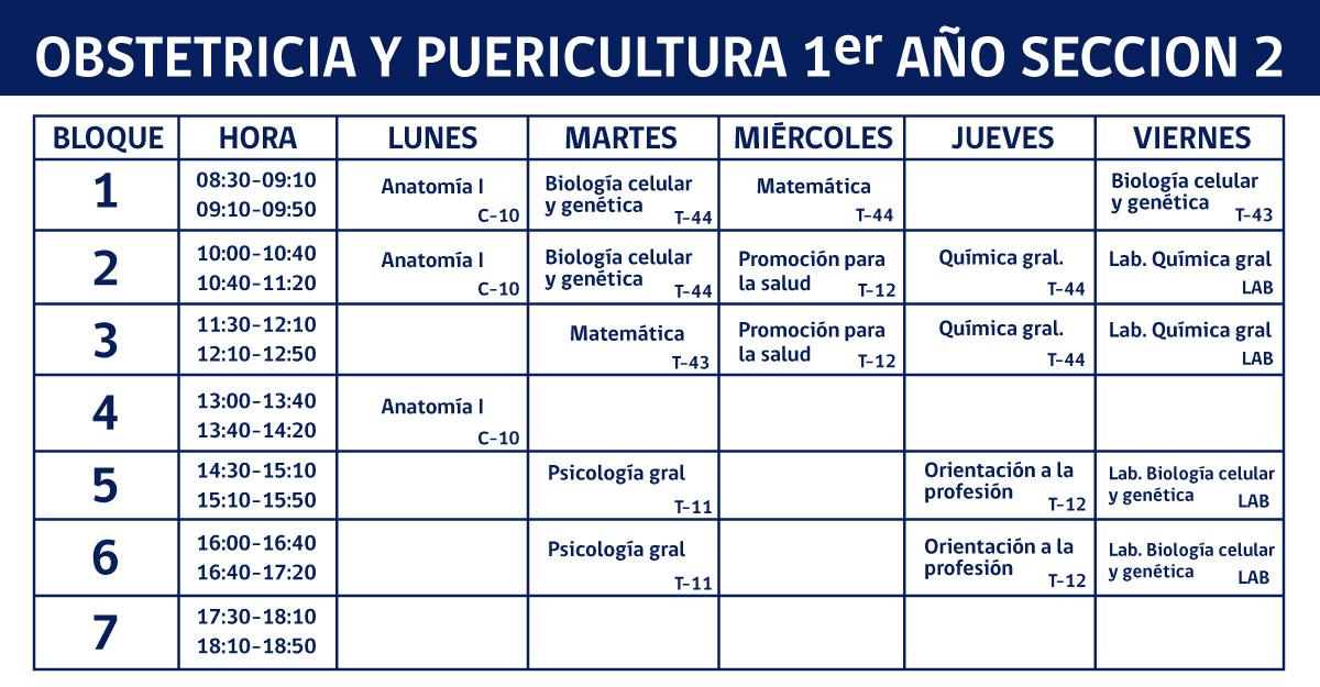 uiberocl's tweet image. Estudiantes de primer año de Obstetricia y Puericultura, conozcan aquí sus horarios según su sección.