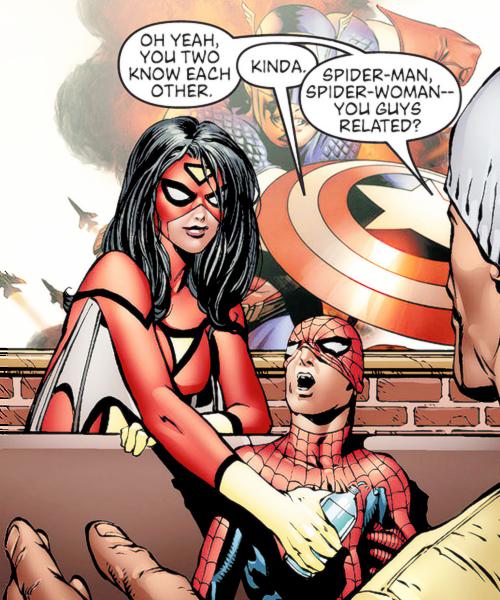 PowerOfTheFist's tweet image. "Wait, so she jus' ripped of your name Spidey?"